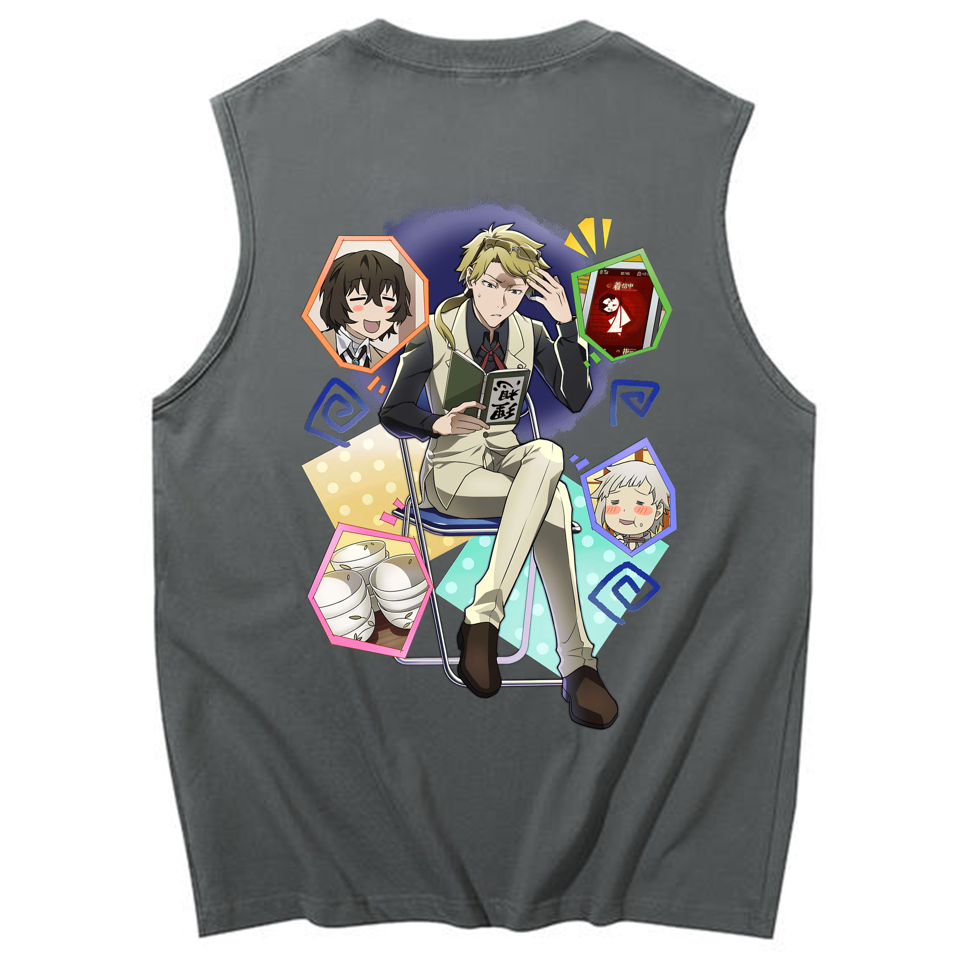 （画像用） 文豪ストレイドッグス Bungo Stray Dogs コットン100％タンクトップ（背面プリント）